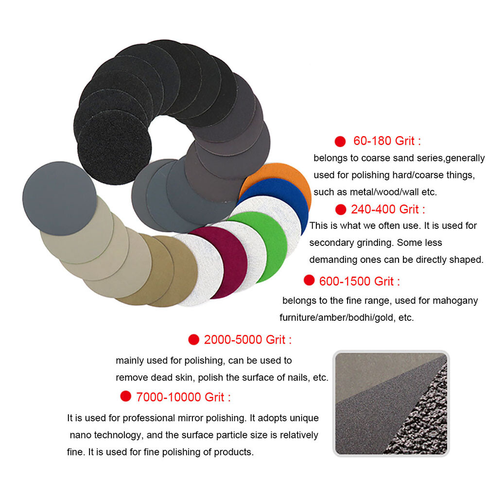 6 in 7 in Sanding Discs 60-10000 Grit Hook & Loop Pads Orbital Sander Sandpaper