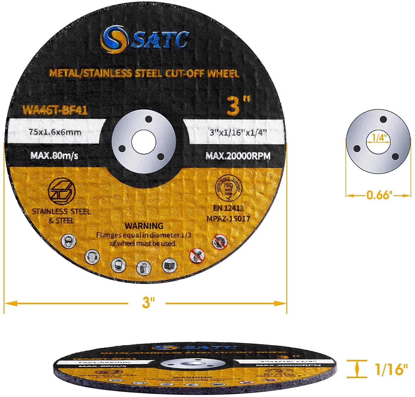25PCS 3 inch Cut Off Wheels 1/4″ Arbor Die Grinder Metal Cutting Disc Blade Tool