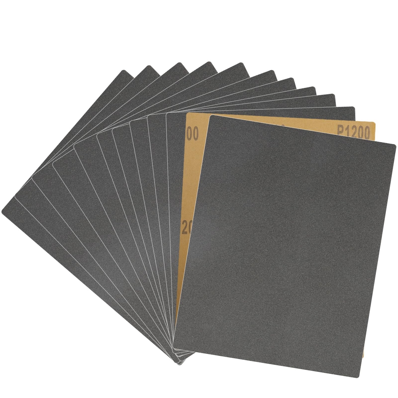 12-Sheet 1200 Grit Wet Dry Sandpaper, 9 x 11 Inch Fine Sand 9x11inch, Black
