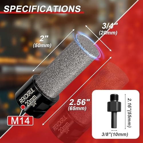3 PCS 2″ Diamond Chamfer Bit M14 Thread – M14 Hex Shank – 3/4″ Diamond Finger