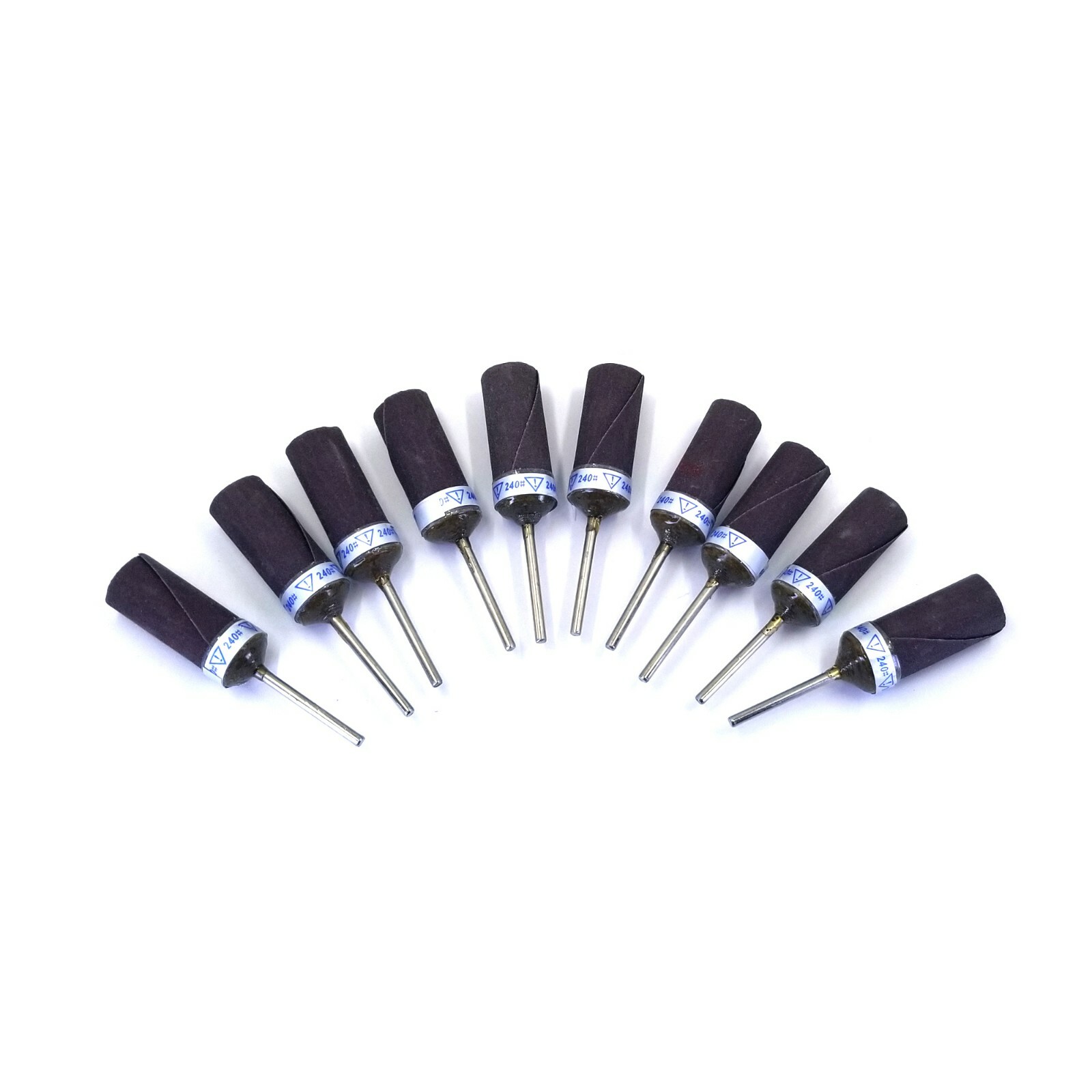 Abrasive Roll Mounted on Mandrel Stone Metal Polishing Sanding 240 Grit -10 Pack