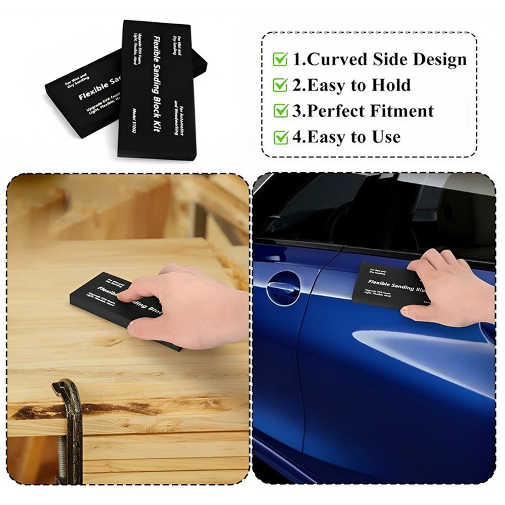 12PCS Flexible EVA Foam Wet or Dry Autobody Sanding Blocks Kit for Auto Bodywork