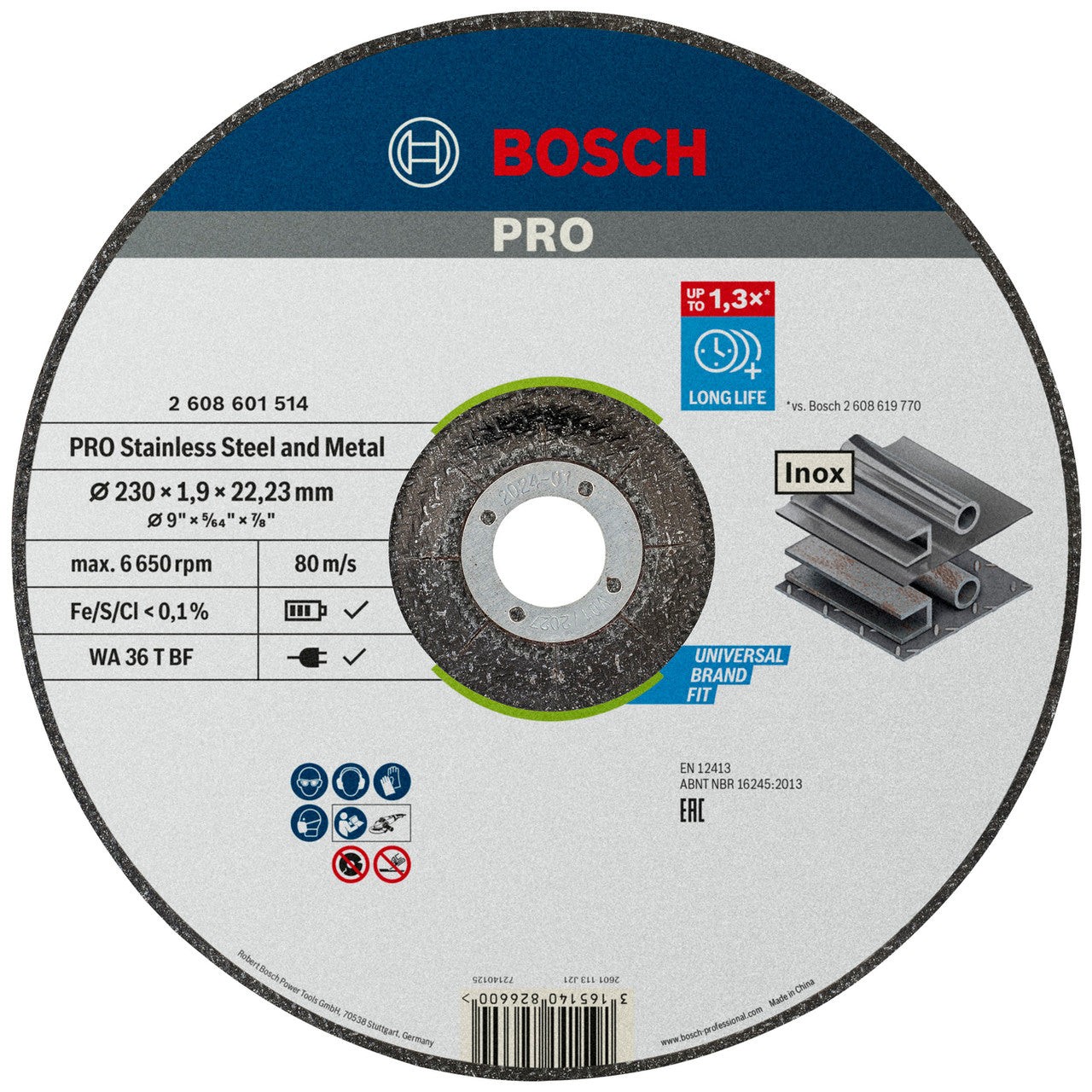 Bosch Standard for Inox Cutting Discs 230mm 1.9mm Thick Box of 25 2608601514