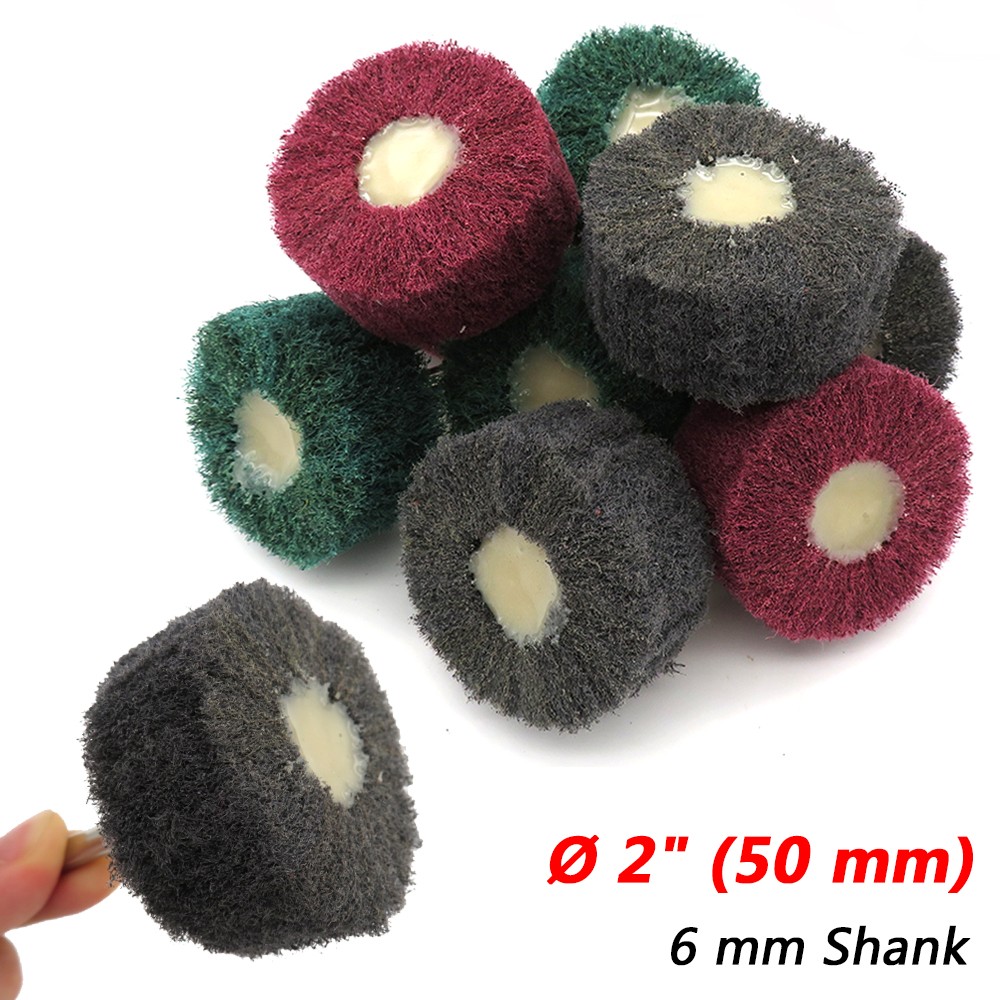 2″ Scouring Pad Abrasive Wheels Polishing Buffing Mop 6mm Shank Grit 240 400 800