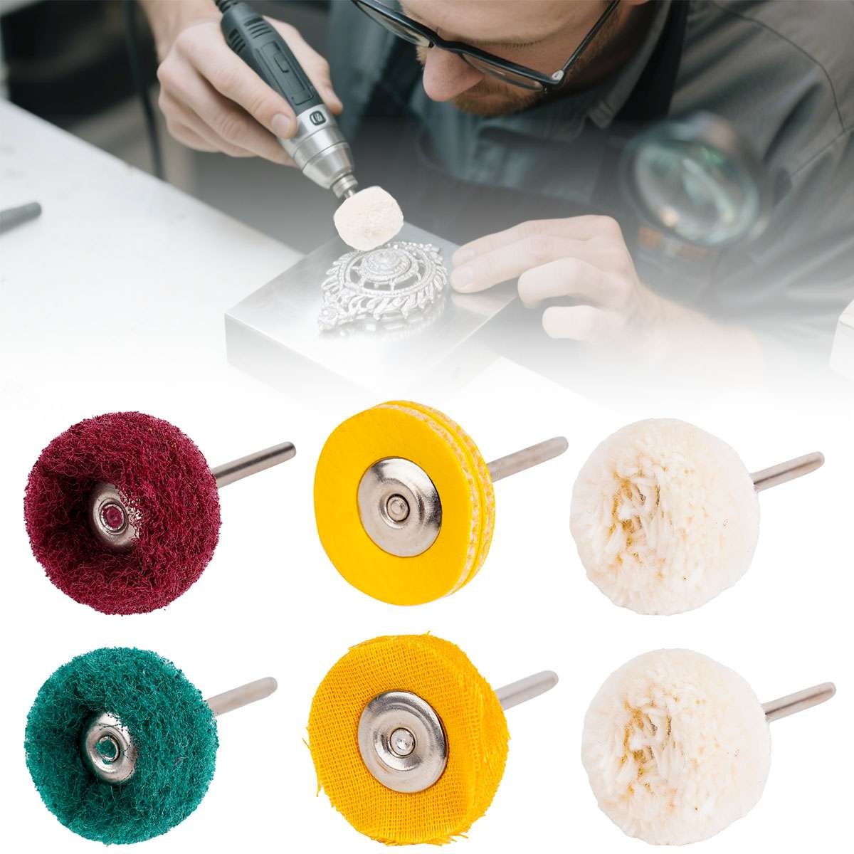 6pcs Abrasive Metal Polishing Wheel Buffing Rotary Tool Set Burr Kit for Dremel