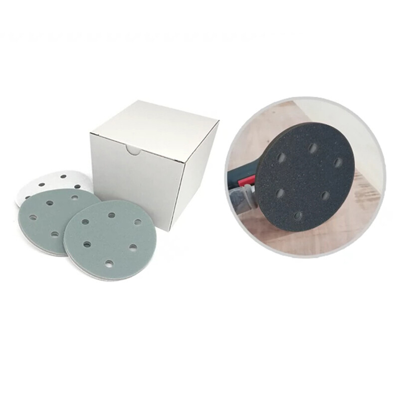 5″ 125mm 6 Hole Wet And Dry Sponge Sandpaper Sanding Discs Pads 300-3000 Grit