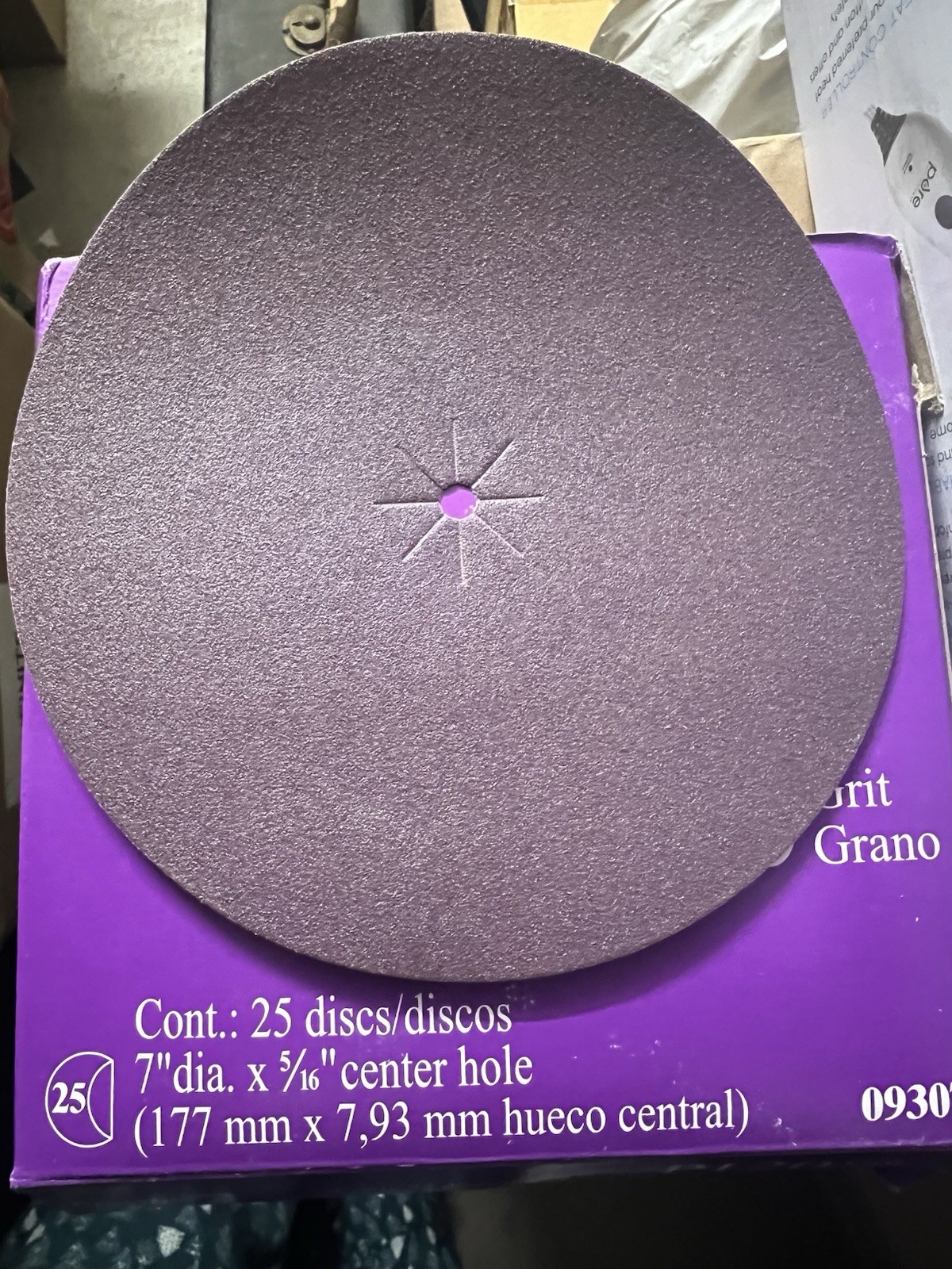 (25pk) 3M Regalite Floor Surfacing Discs 09307, 7 in x 5/16 in, 752I, P120 Grit
