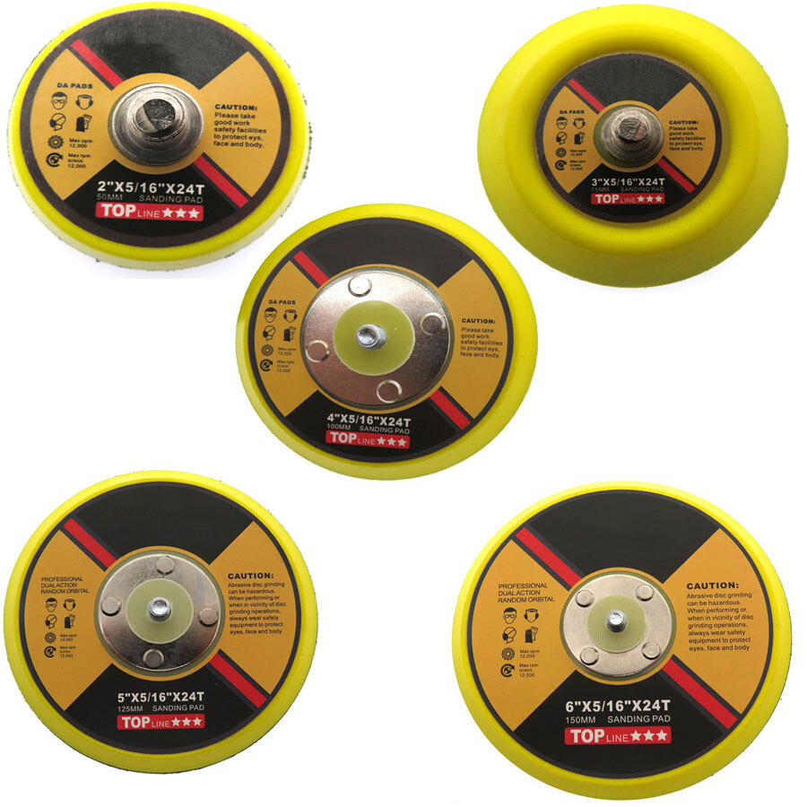 2/3/4/5/6” Hook Loop Backing Pad M8 5/16″×24 Thread For Sanding Disc Air Sander