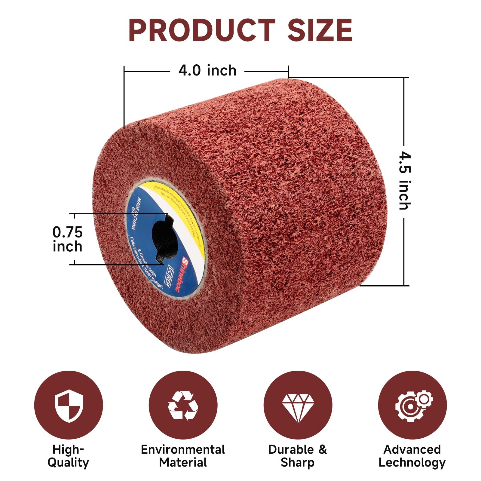 60 Grit Surface Conditioning Tool Drum,4.7″ x 4″ Burnishing Polishing Wheel D…