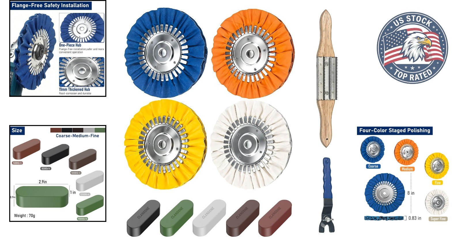 Comprehensive 11-Piece Polishing Wheels for Angle Grinders | Easy & Secure