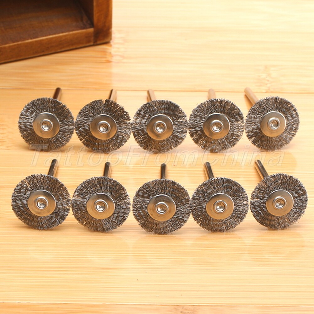 10Pcs 22mm Steel Wire Wheel Brushes Polishing Dremel Die Grinder Rotary Tools