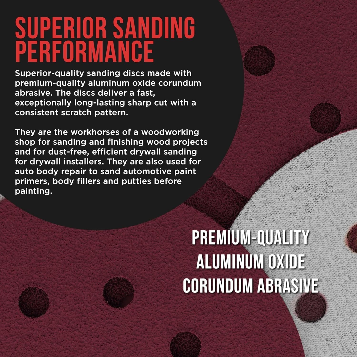 160 Pack 5 inch Sanding Discs 8-Hole Red Variety Pack Grit, Hook ,Loop Sandpaper