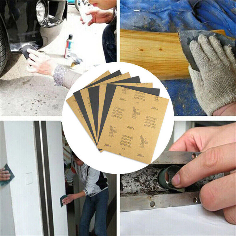 10x Wet and Dry Sandpaper Waterproof Abrasive Sanding Paper Sheets 60-2000 Grit