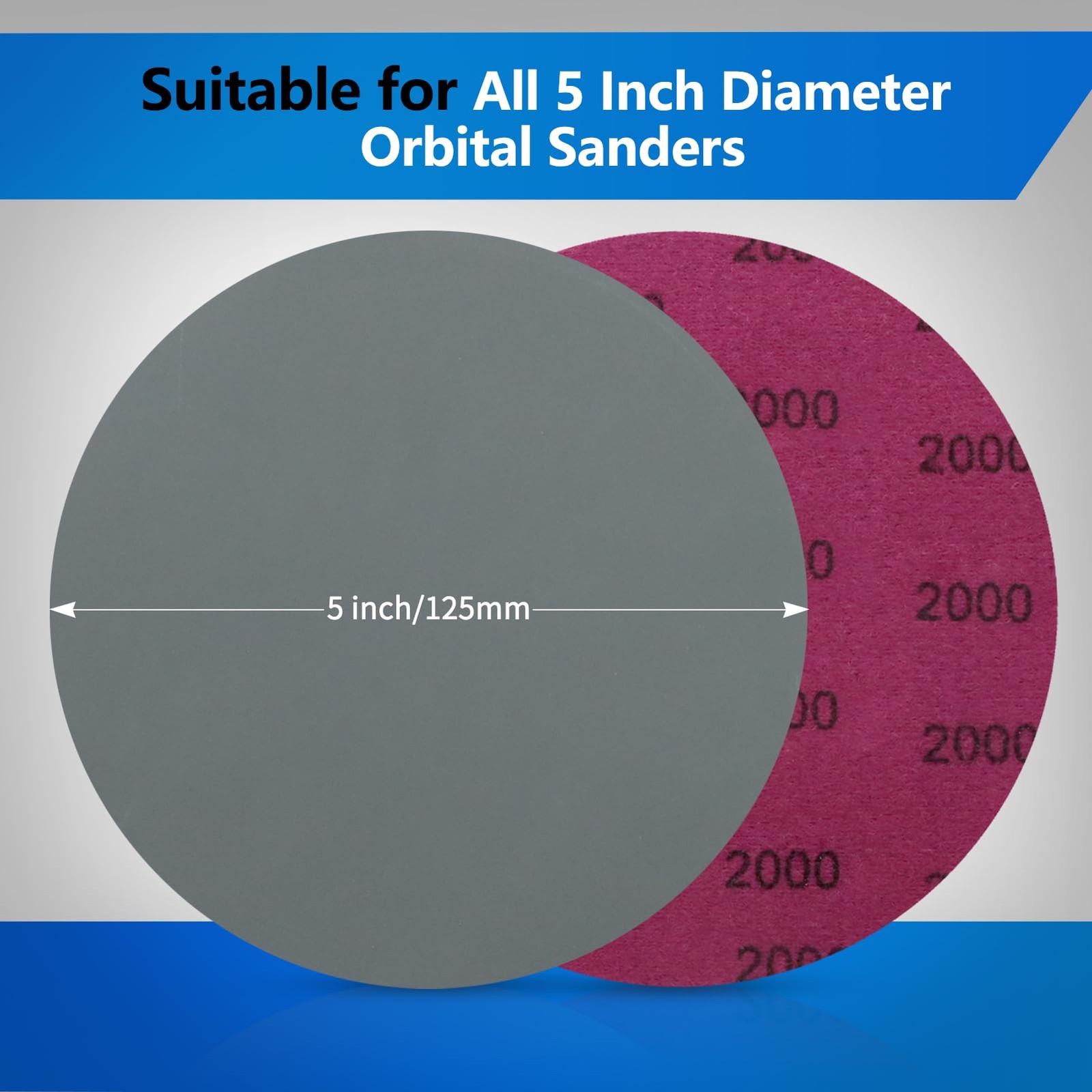VIBRATITE 70PCS 5 Inch Hook & Loop Sanding 5 (400-3000 Grit), Assorted