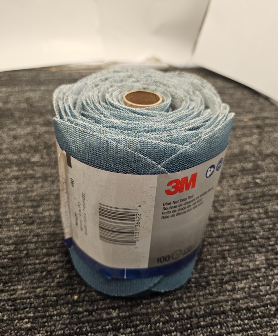 3M 36422 100pc Blue Net Disc Roll 6 in 150+ Grade Virtually Dust-Free Abrasive