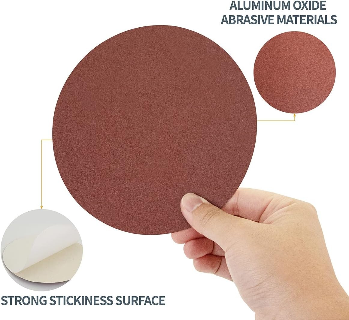 POWERTEC 110221 6-Inch PSA Aluminum Oxide Adhesive Sanding Disc, Assorted Grits