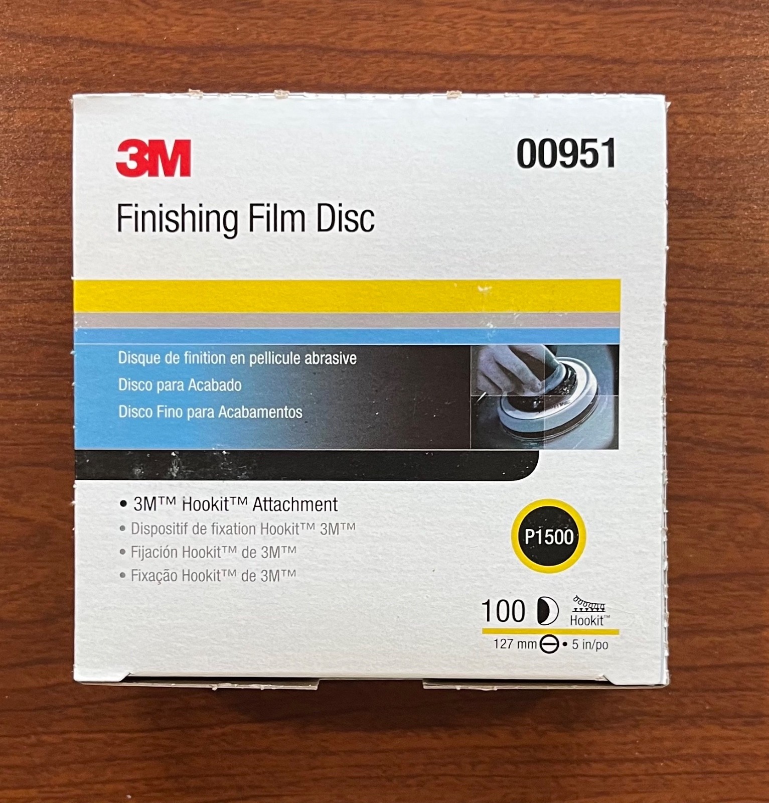 3M p1500 Finishing Film Hookit Disc 5″ with 5 Dust Free Holes – 100/box