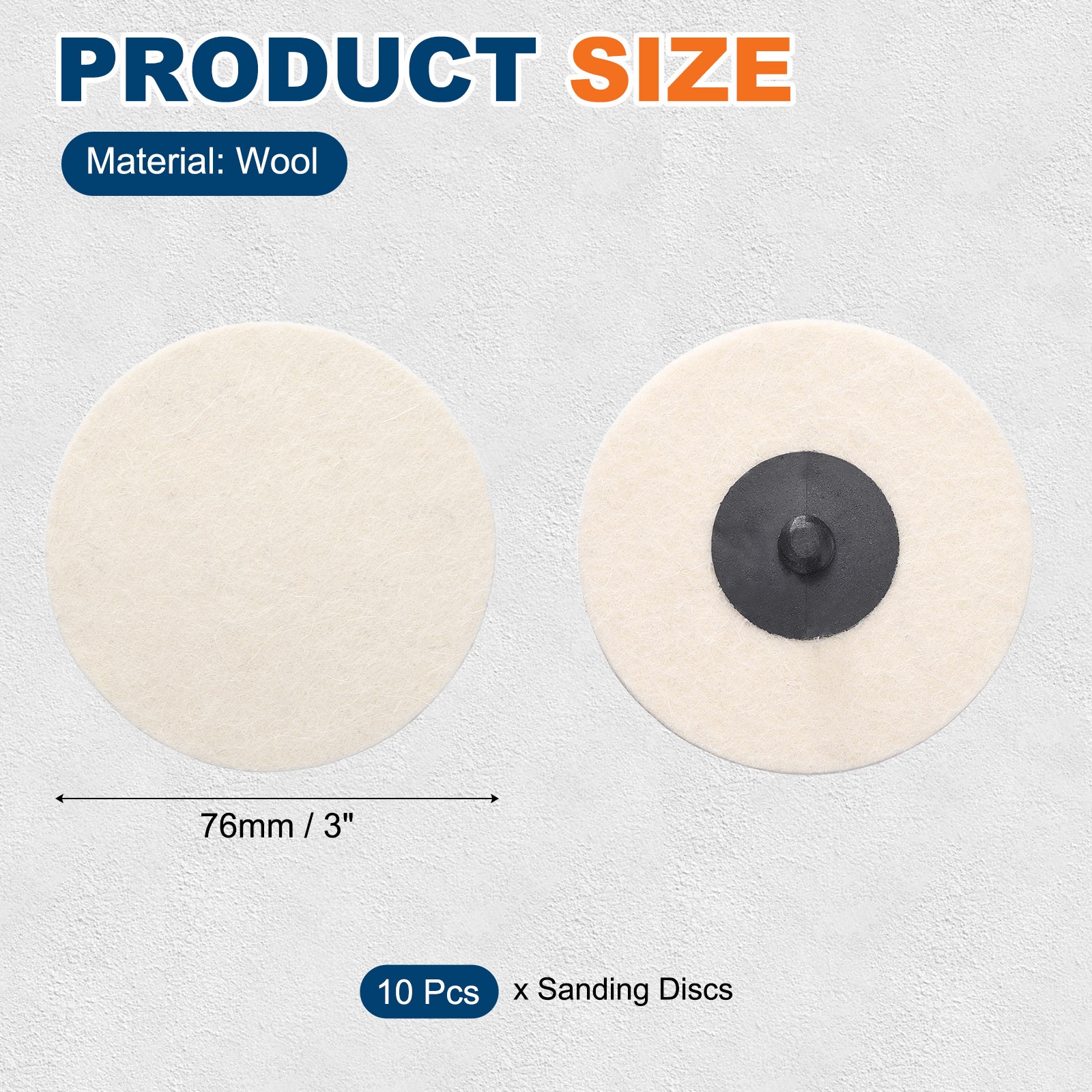 10 Pcs Wool Sanding Discs 3″, Felt Quick Change Sandpaper Discs, White