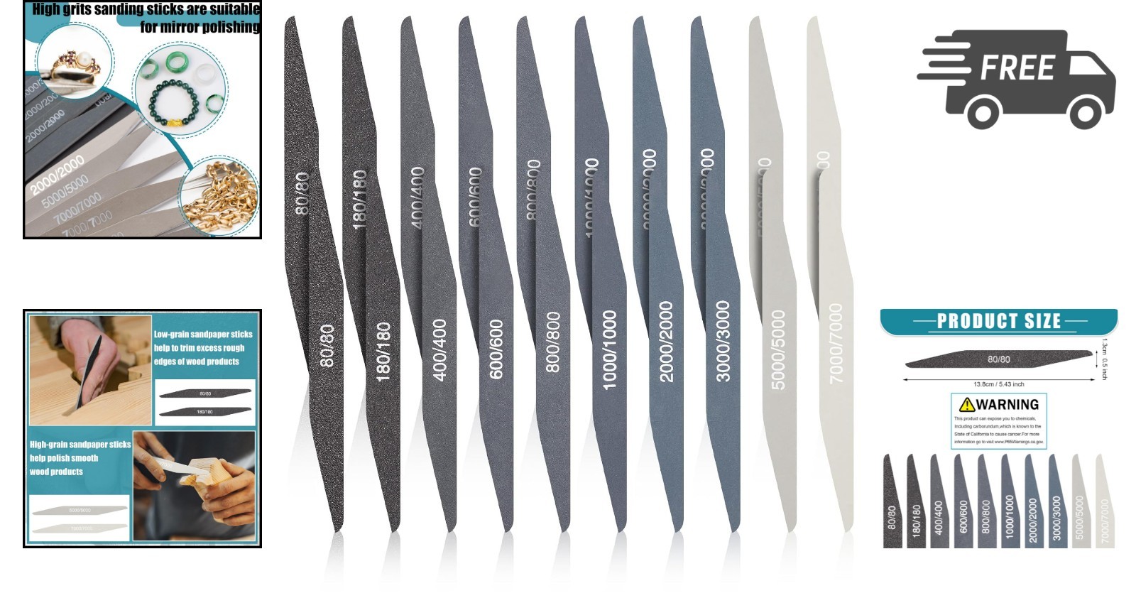 Sanding Sticks 20 PCS Low Grit Double Angle Tools for Plastic Model Wood Metal