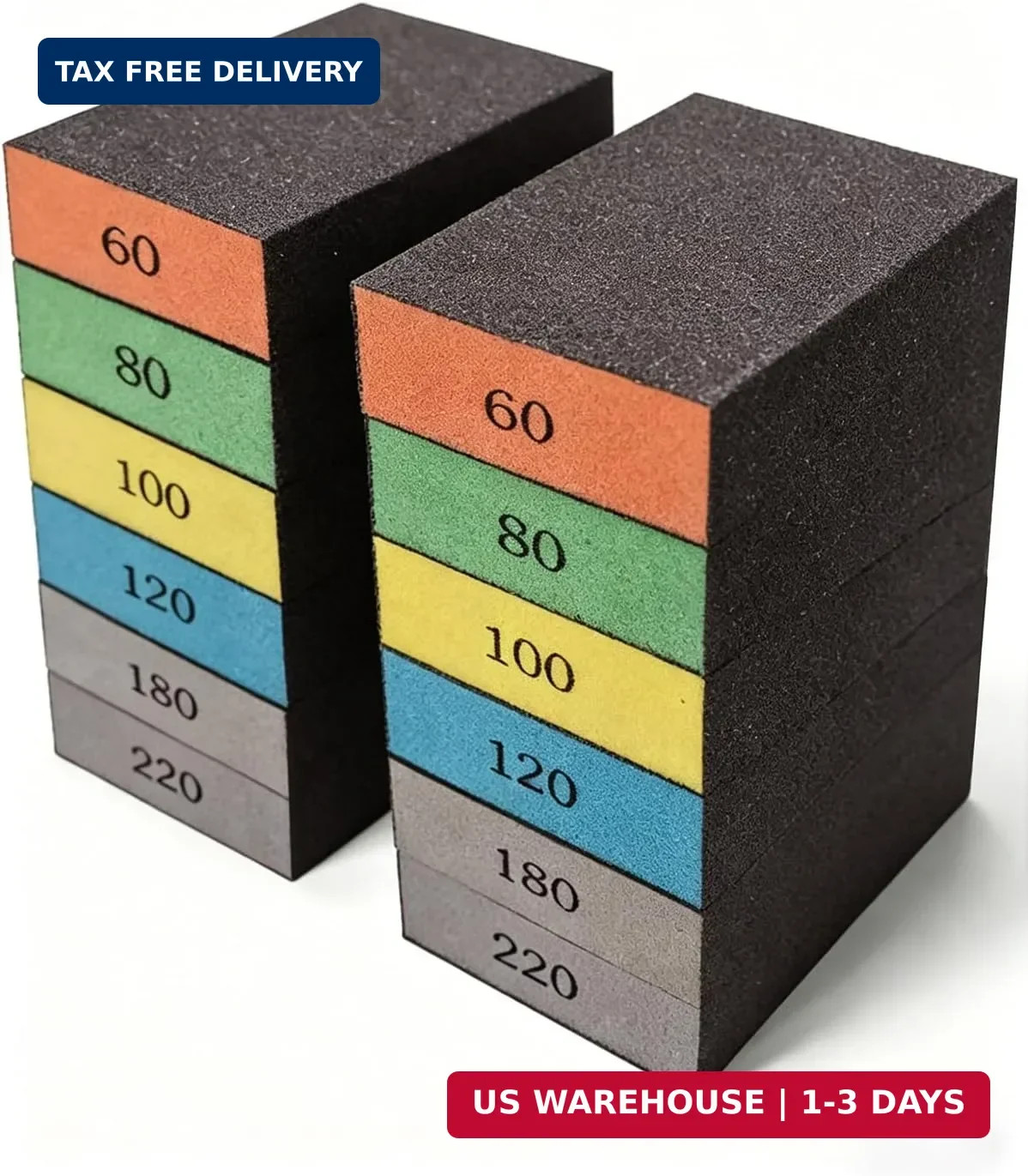 12Pcs Sanding Block Sponge Set, Reusable Sandpaper for Wood & Drywall | 60/80/10