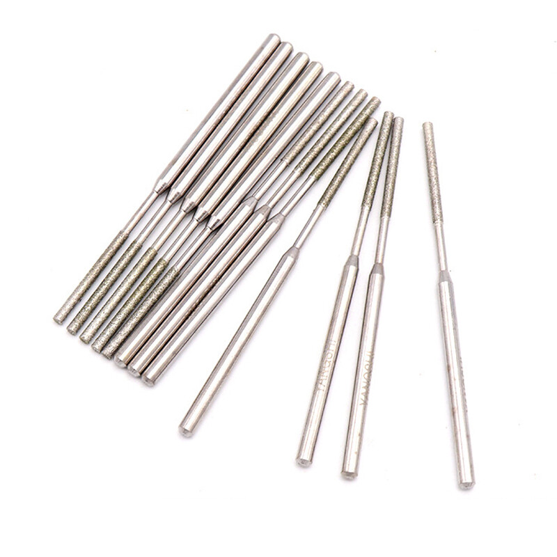 3mm Shank Flat Cylindrical Diamond Grinding Heads Burr Drill Bits 70mm Length