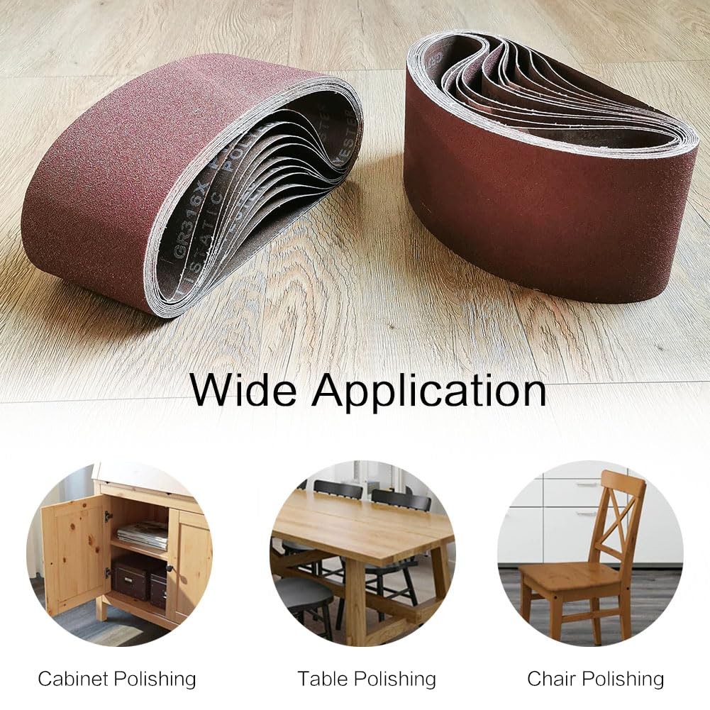 3×21 3 x 21 Inch Sanding Belt Pack 3-Inch x 21-Inch,12 Pcs(4 Each of 80 120 1…