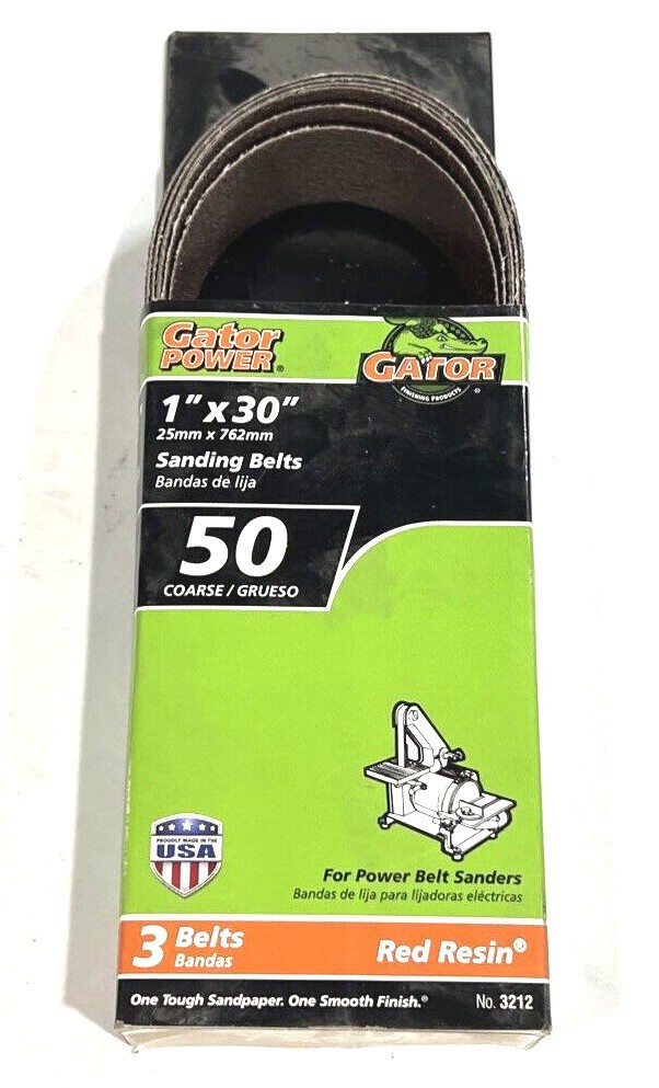 Sanding Belt Coarse 50 Grit 1″ x 30″ Red Resin 3-Pack Gator 3212