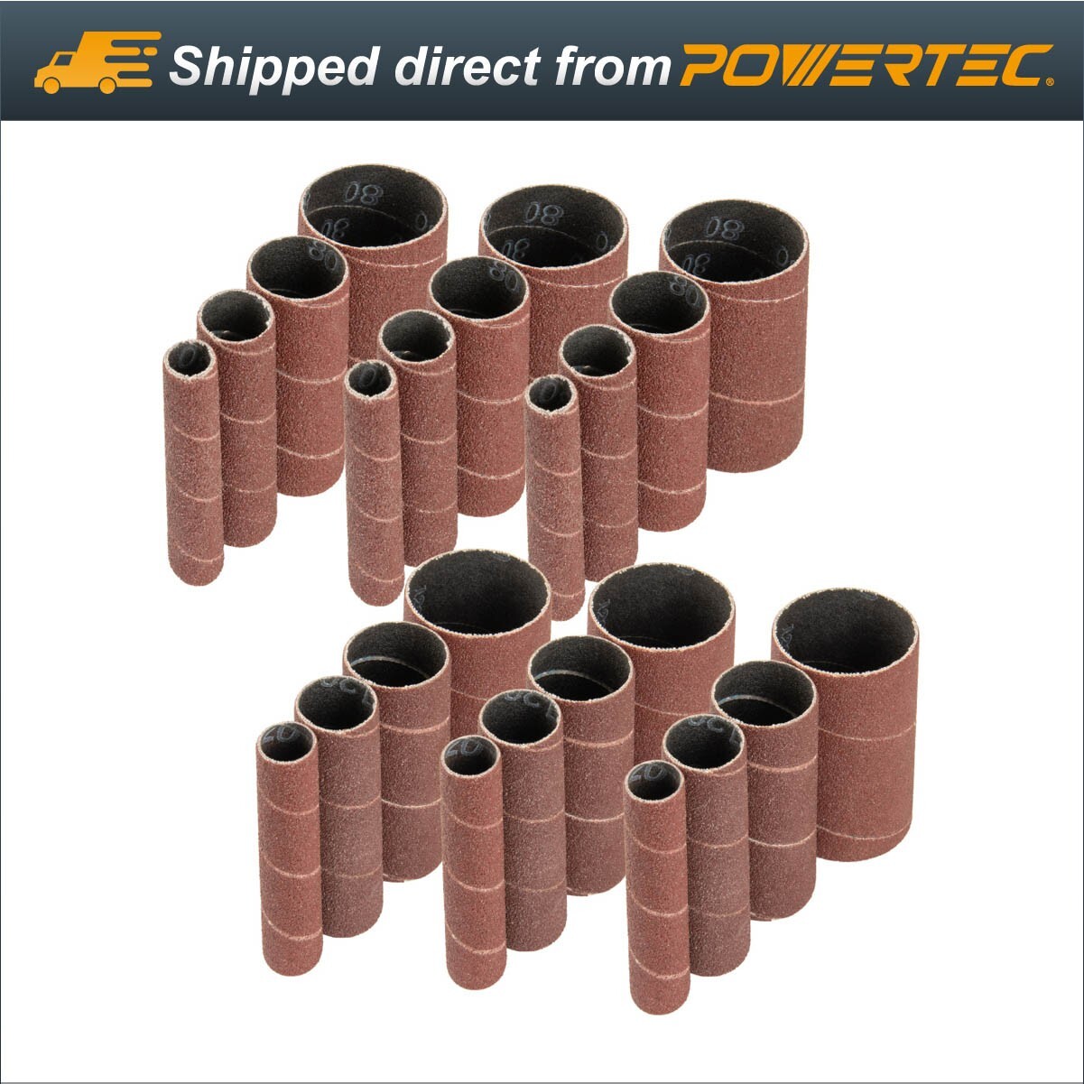 POWERTEC 71709 Assorted Sanding Sleeves 24-Pieces, more sizes, 3 each