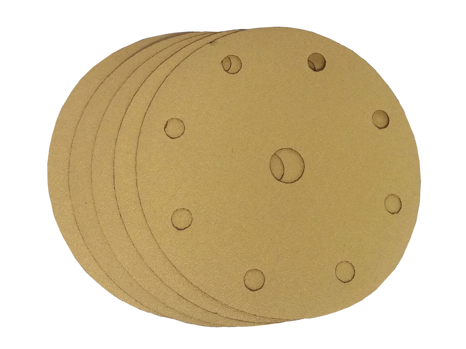 6″ x 9 Hole Gold Hook and Loop Grip Sanding Discs (50 Pack, 60 Grit)