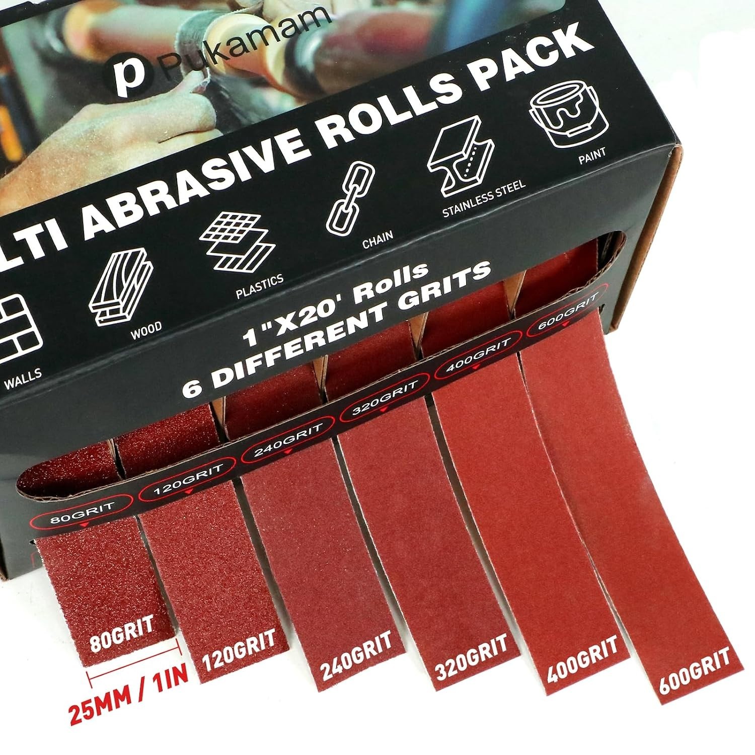 Emery Cloth Roll Set – 6 Grits for Metal, Wood & Plastic Finishing