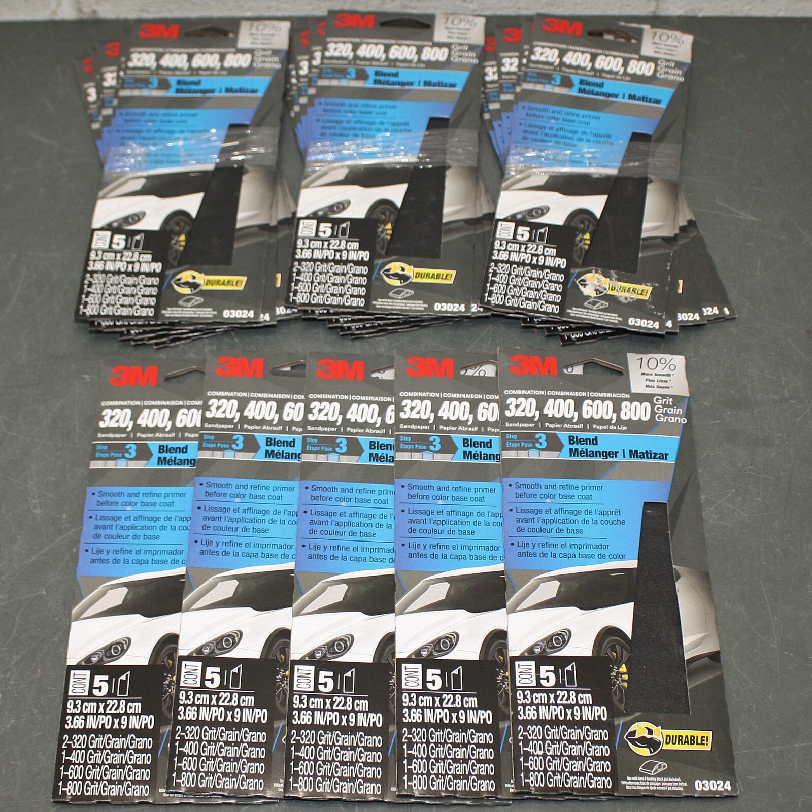 (20) 3M Body Repair Sandpaper Kits 03024, 3-2/3″ x 9″, Grit 320 400 600 800