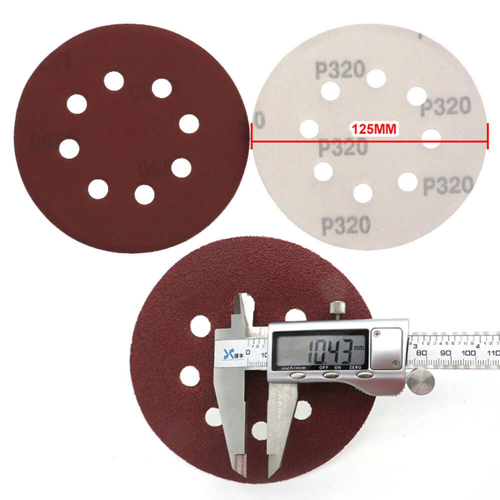 8 Hole Hook & Loop Sanding Disc 5″ 125mm Red Sandpaper Pads Orbital 40-2000 Grit