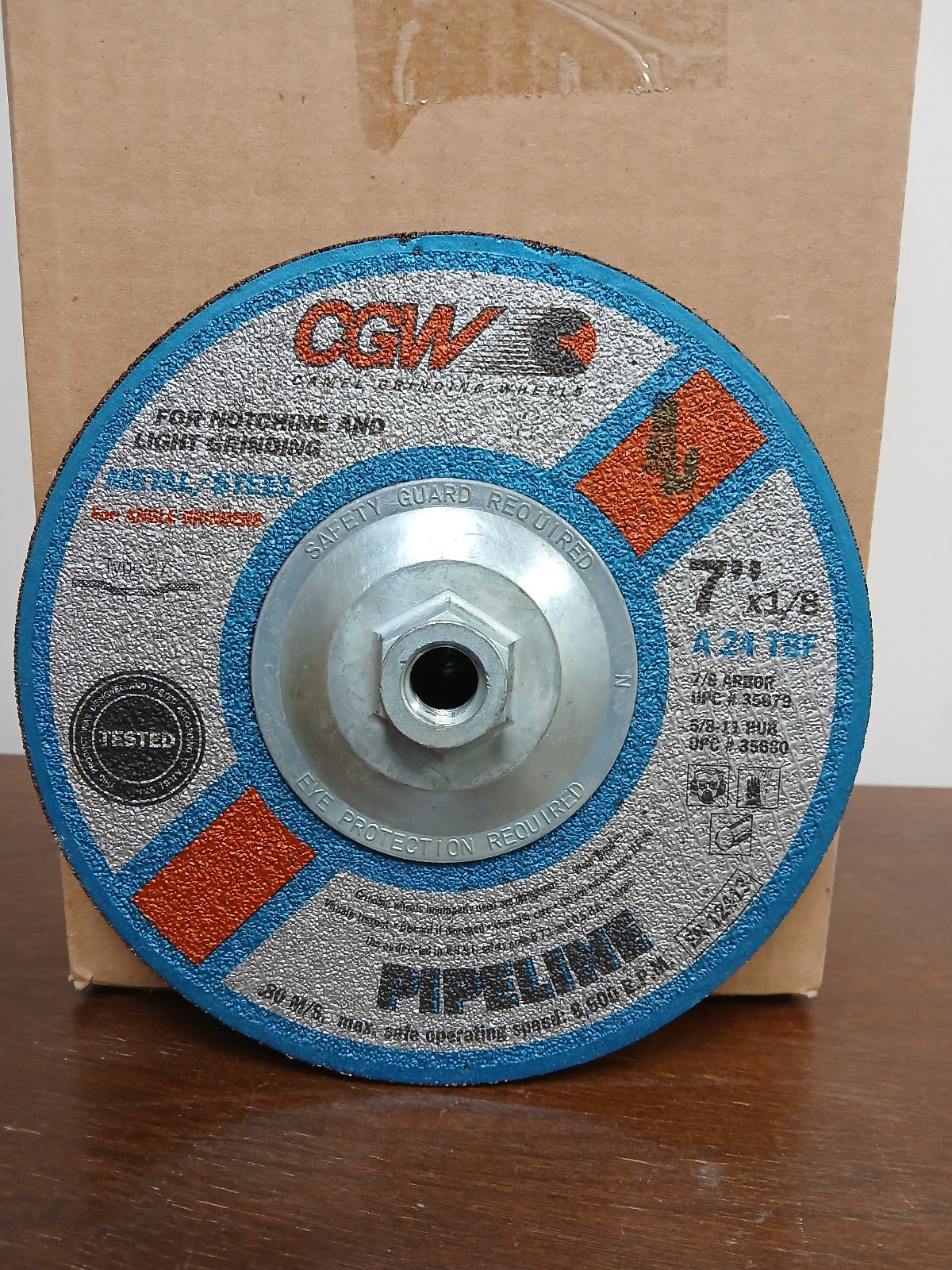 Box 10 CGW 7″ x 1/8″ x 5/8-11 Metal/Steel Pipeliner Wheel Alumina A24 T-BF T27