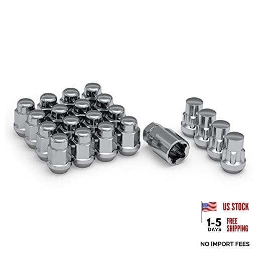 791704SAM Chrome 1/2″-20 Bulge 3/4″ Hex ( Standard ) 16 Lugs + Lock Set CHROME
