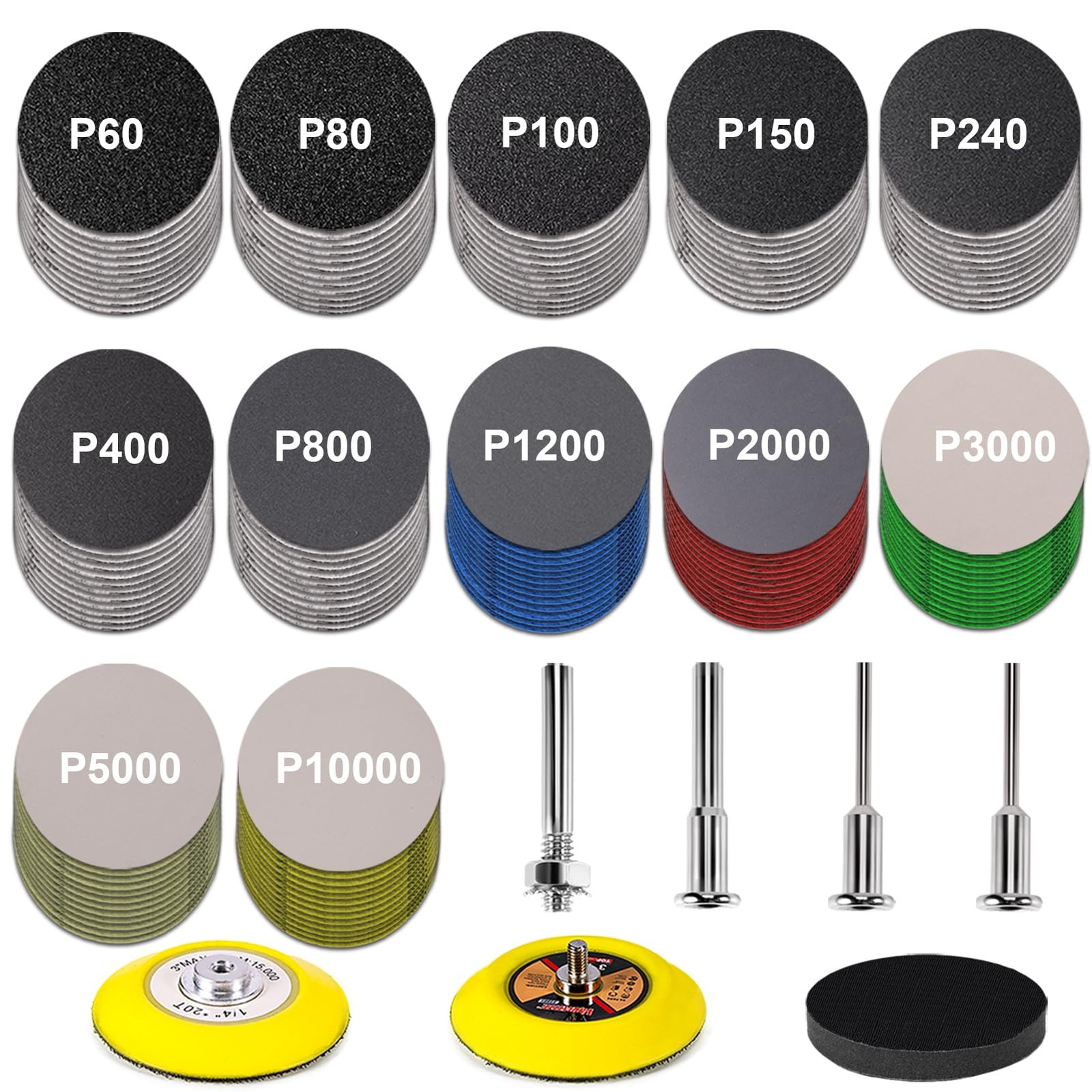 188 PCS 3 Inch Wet Dry Sanding Disc, Headlight Restoration Kit Drill Polishin…
