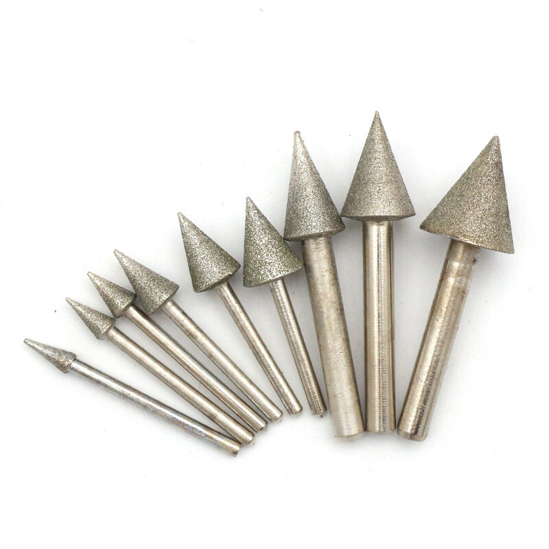 3/6mm Shank Umbrella-shaped Diamond Grinding Head Burr Drill Bit Carving Tools