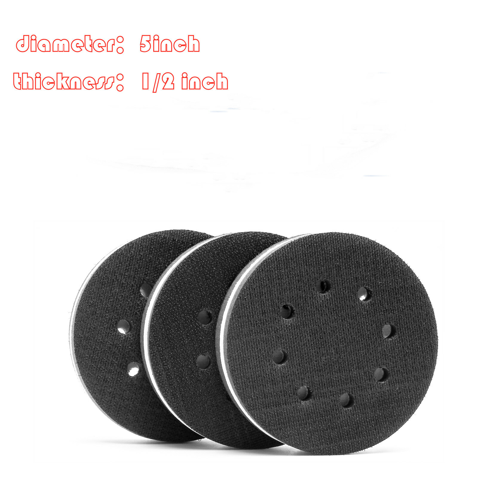 5 Inch (127mm) Interface Pad Hook and Loop Soft Sponge Cushion Buffing Pads