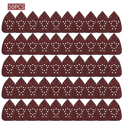 50Pcs 12-Hole Mouse Detail Sander Sandpaper Sheet Hook & Loop Disc Variety Pack