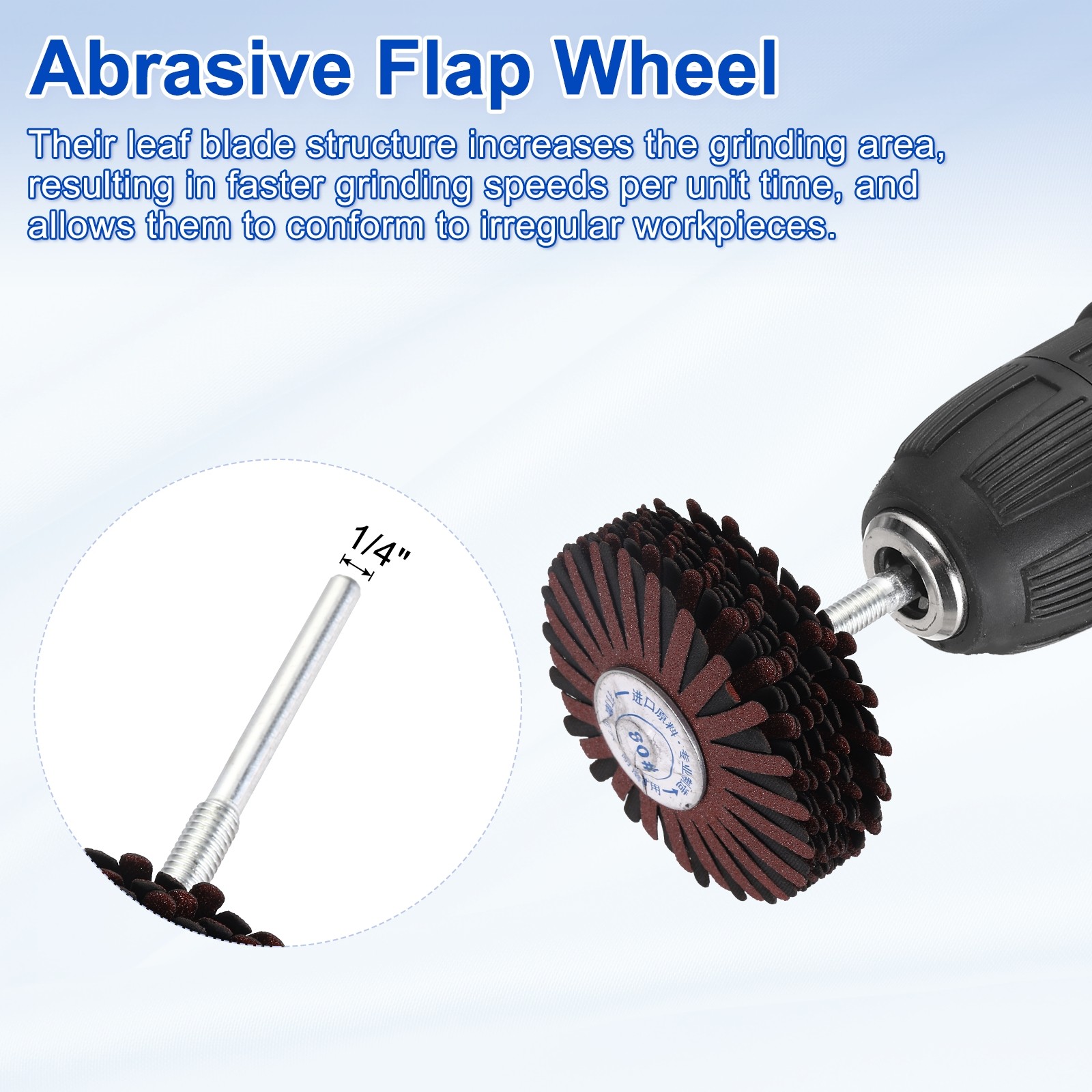 1 Pcs Abrasive Flap Wheel, 3.2″ Dia, 1/4″ Shank, 80 Grit Aluminum Oxide, Red