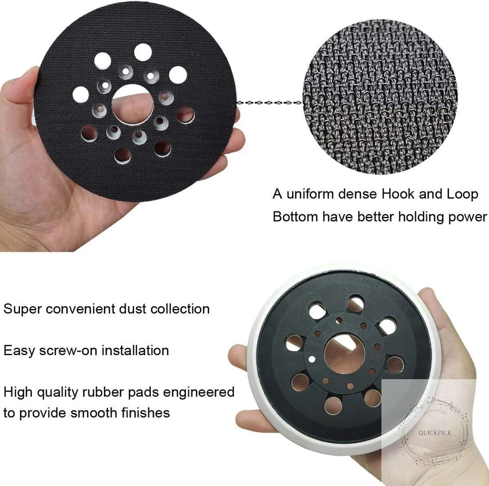 2 Pack 5 Inch 8 Hole Hook & Loop Replacement Sander Pad for 5″ Bosch ROS20VS,