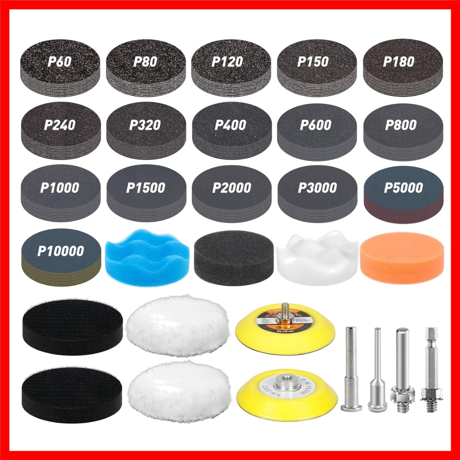 Comprehensive 174 PCS Wet/Dry Sanding Disc Set for Drill with Multi-Grit Options