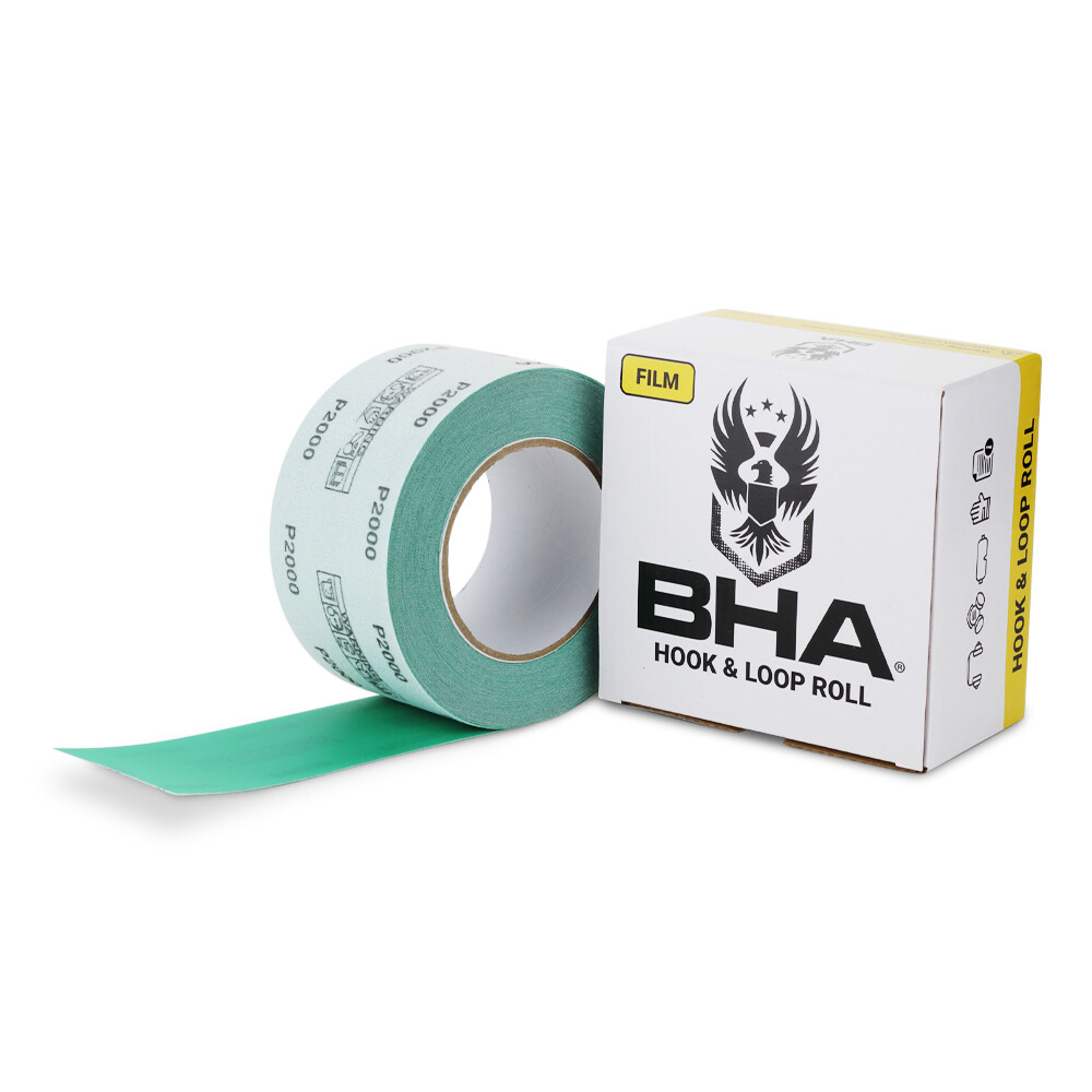 BHA 2-3/4″ x 20 Yard Green Film Hook & Loop Longboard Sandpaper Roll, Wet/Dry