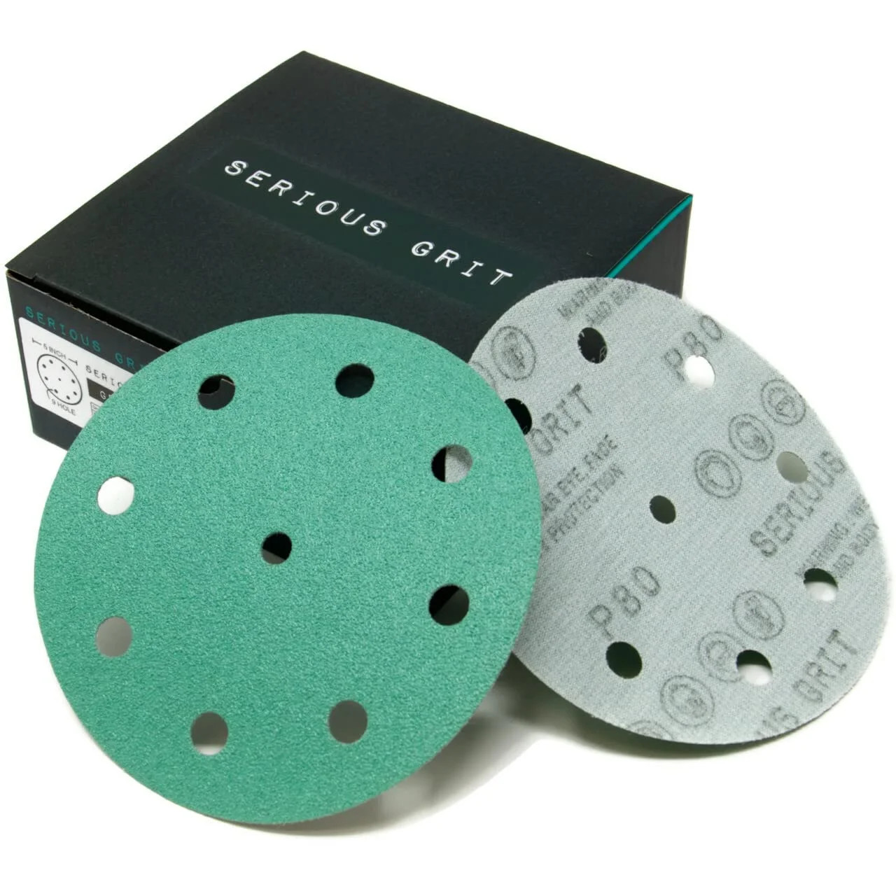 5-Inch 9-Hole P80 Grit Sanding Discs – 50 Pack Box | Fits 5″ Random Orbital Sand