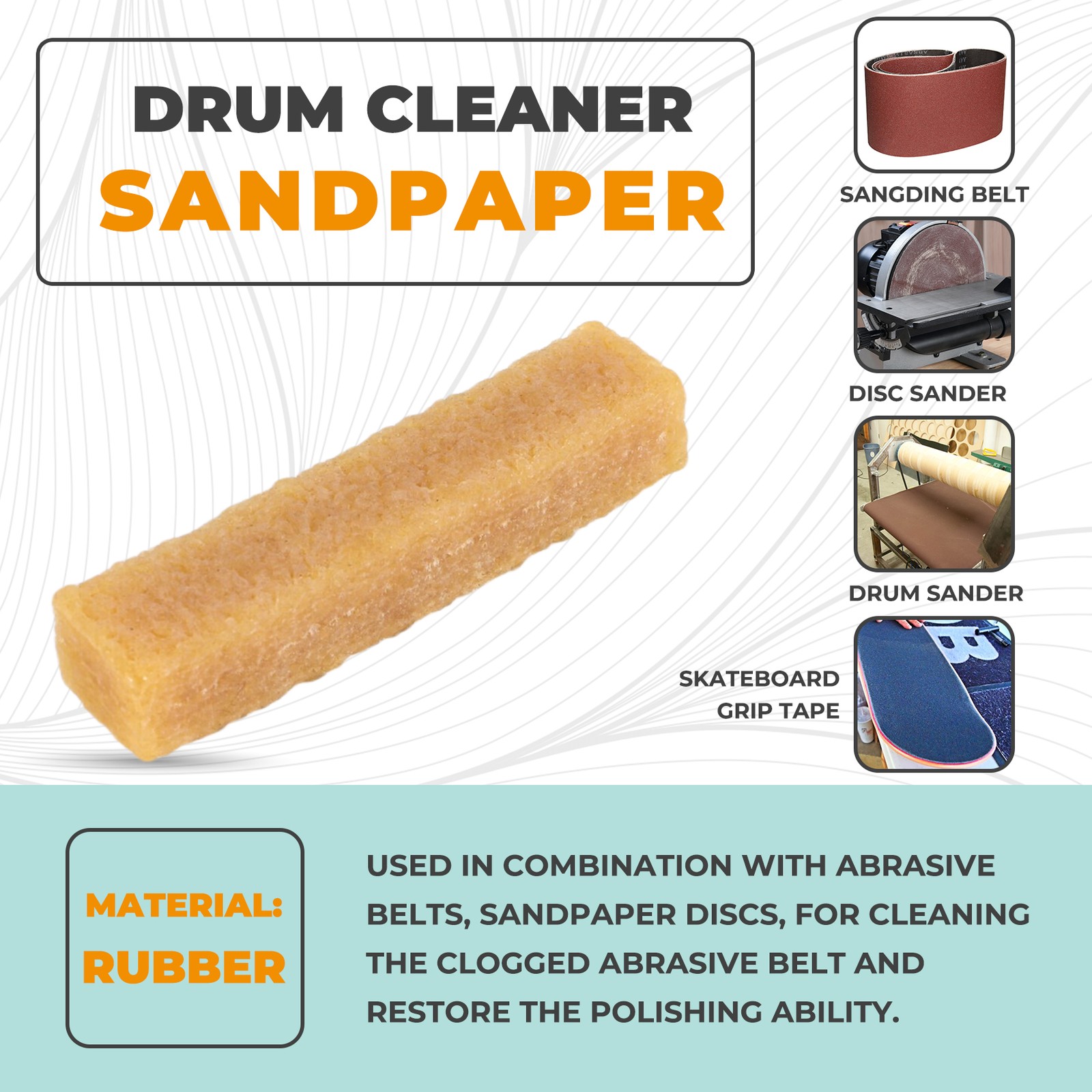 Abrasive Cleaning Glue Stick Sanding Belt Band Drum Cleaner Sandpaper2000