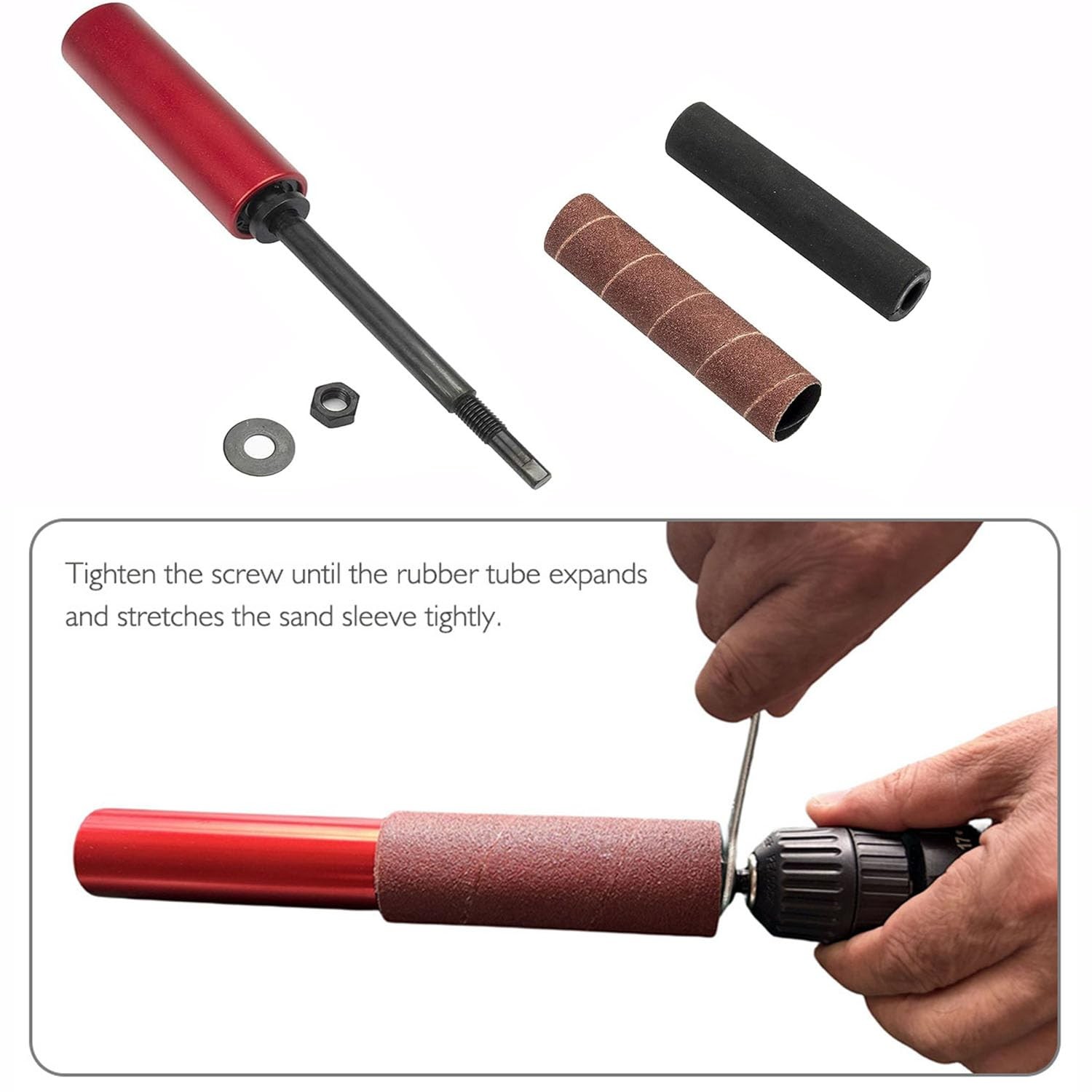 Portable Spindle Sander Drum Sander Set Hand-Held Rubber Sanding Drum Held Ru…