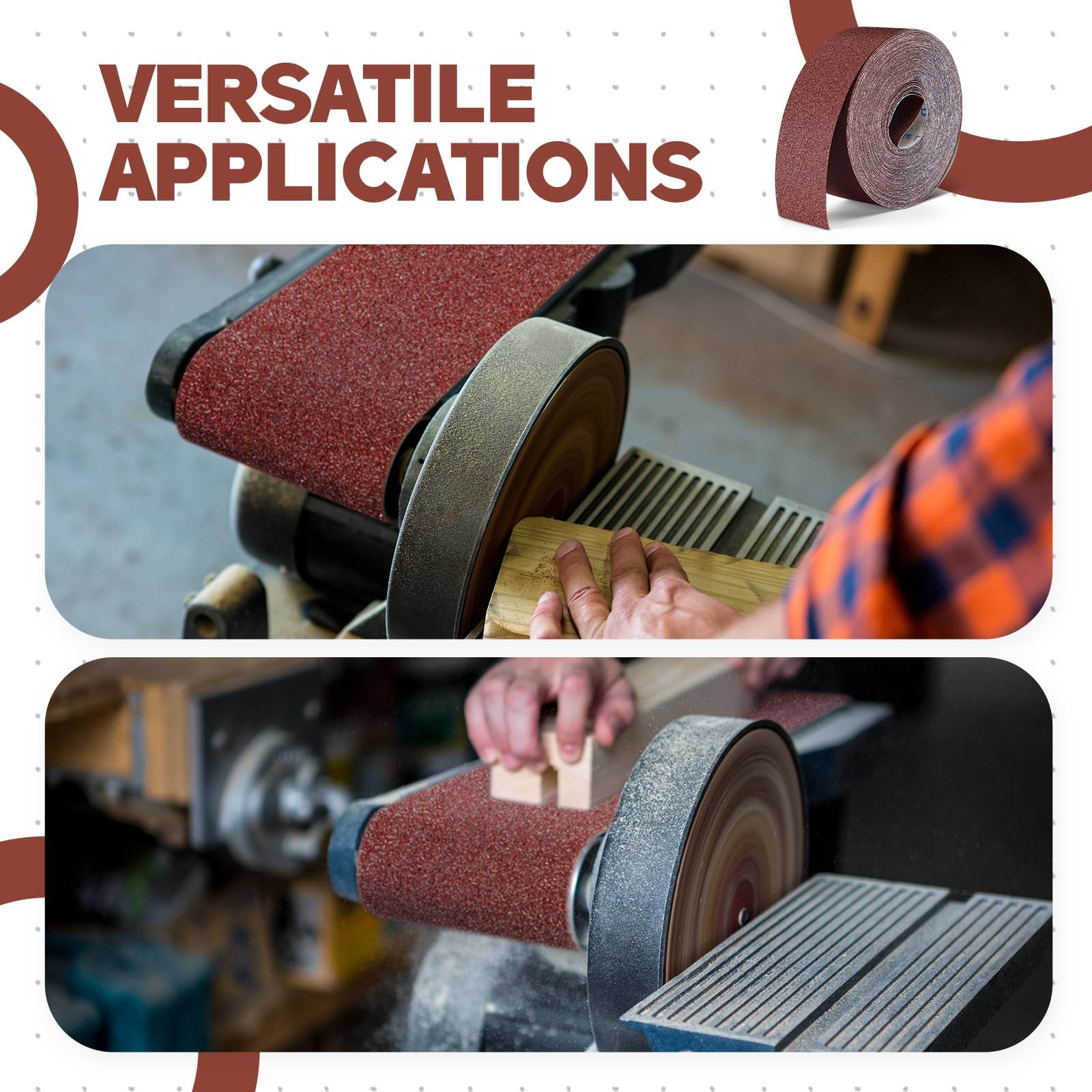 80 Grit Abrasive Sandpaper Roll 3” x 100 ft Long Roll of Emery Cloth Sand Paper