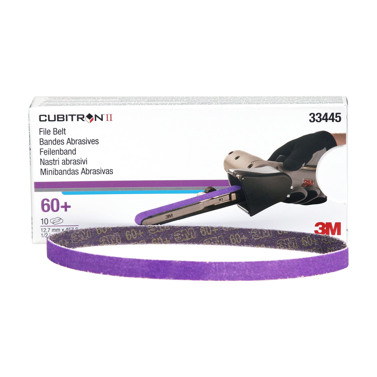 3M Cubitron II File Belt 33445 60+ Grit 1/2 in x 18 in Pack of 10 File Belts …