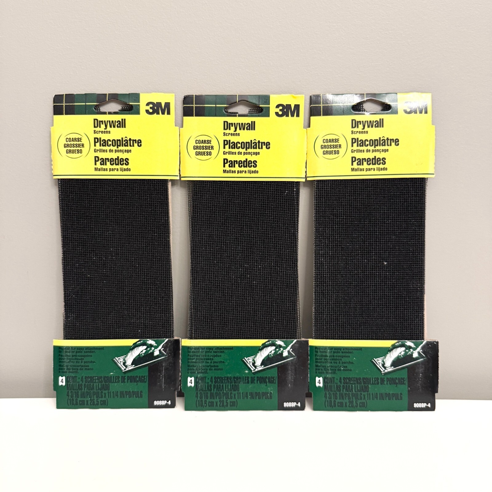 3M DRYWALL COARSE SCREENS 4 3/16″ X 11 1/4″ 4PK LOT X3 12 TOTAL SCREENS