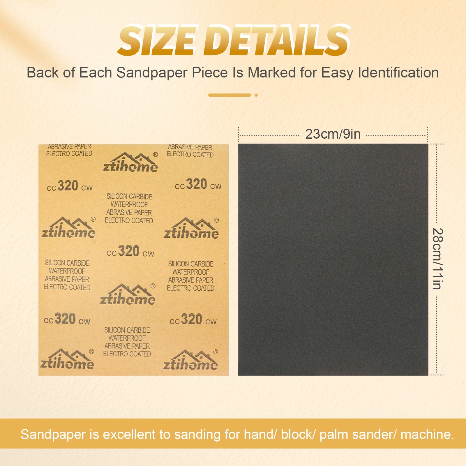 5Pc 9*11 Wet Dry Sandpaper Sheets Silicon Carbide 320 Grit Waterproof Automotive