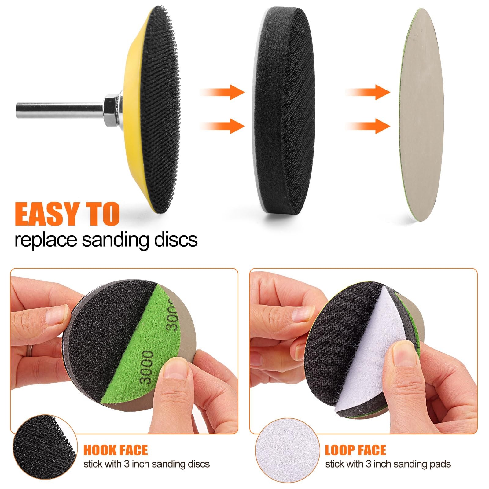 5 Pack 3 Inch (75mm) Foam Interface Pad, Hook and Loop Soft Foam Buffing Pad